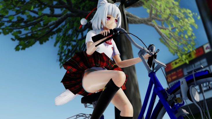 【MMD】自転車パンチラ 橙 小悪魔 犬走椛 ナズーリン 【Ray-MMD1.52 ぱんつ注意】